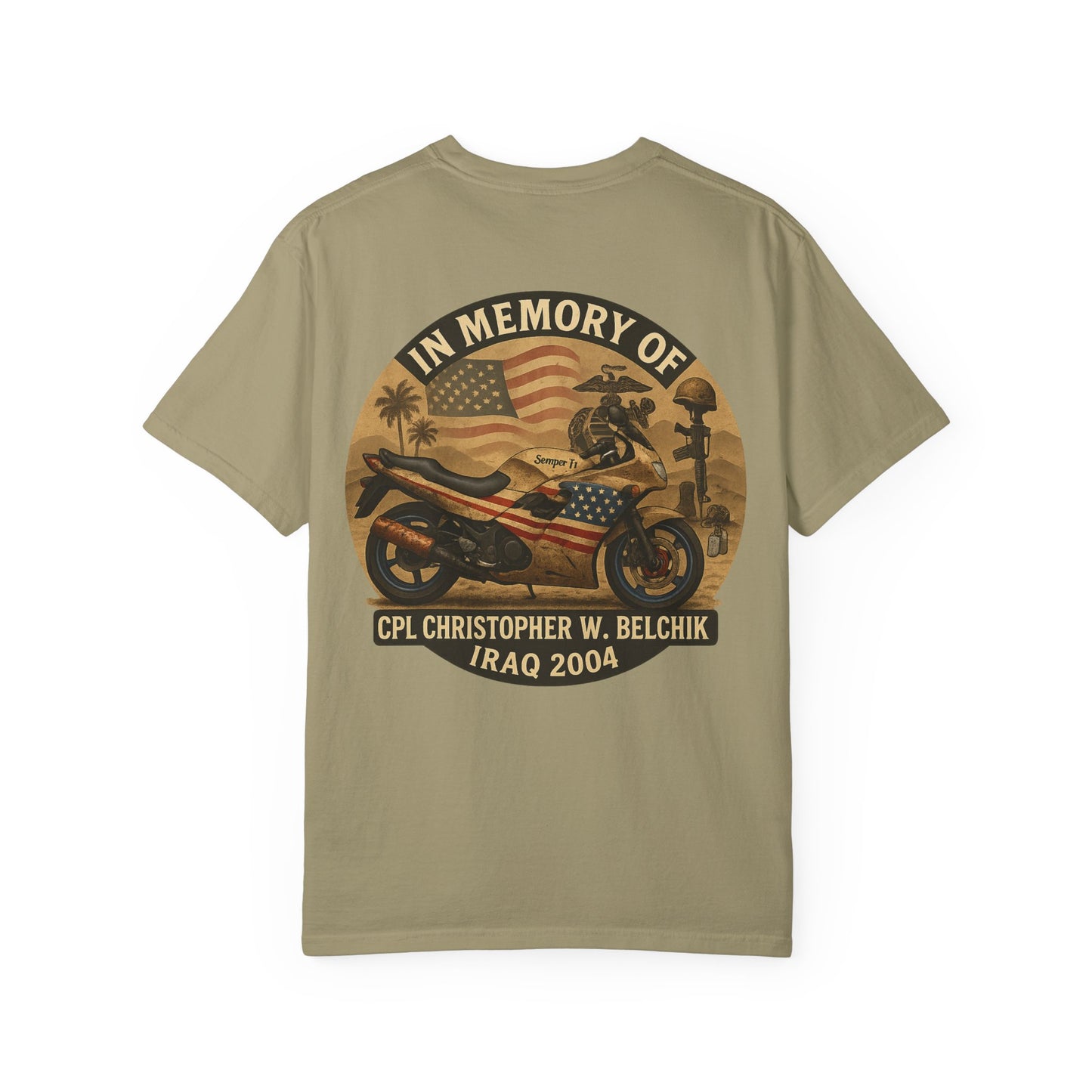 Cpl. Christopher W. Belchik Women's Memorial T-Shirt | Unisex Garment-Dyed Tee, Tribute Shirt, Veterans Gift, Casual Wear, Memorial Day Apparel