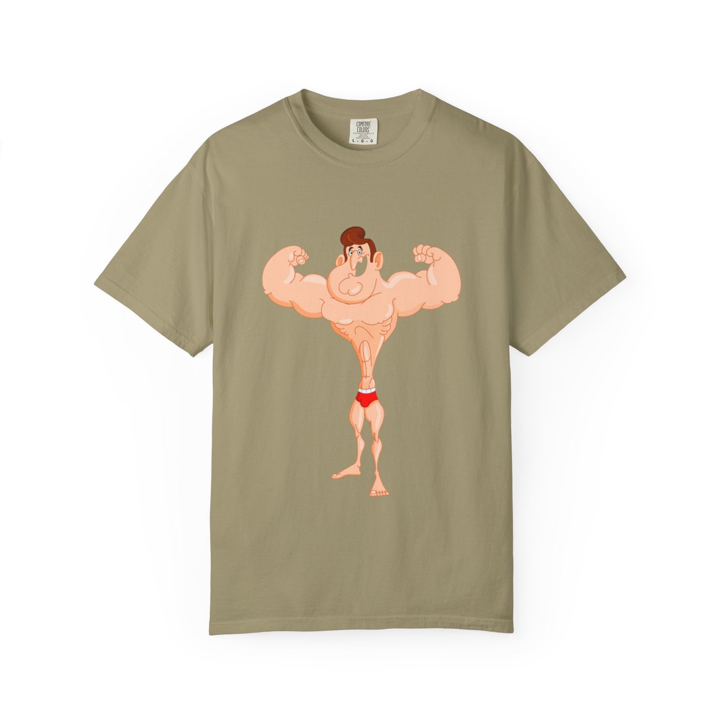 Fun Cartoon Muscle Man T-Shirt - Unisex Garment-Dyed Tee