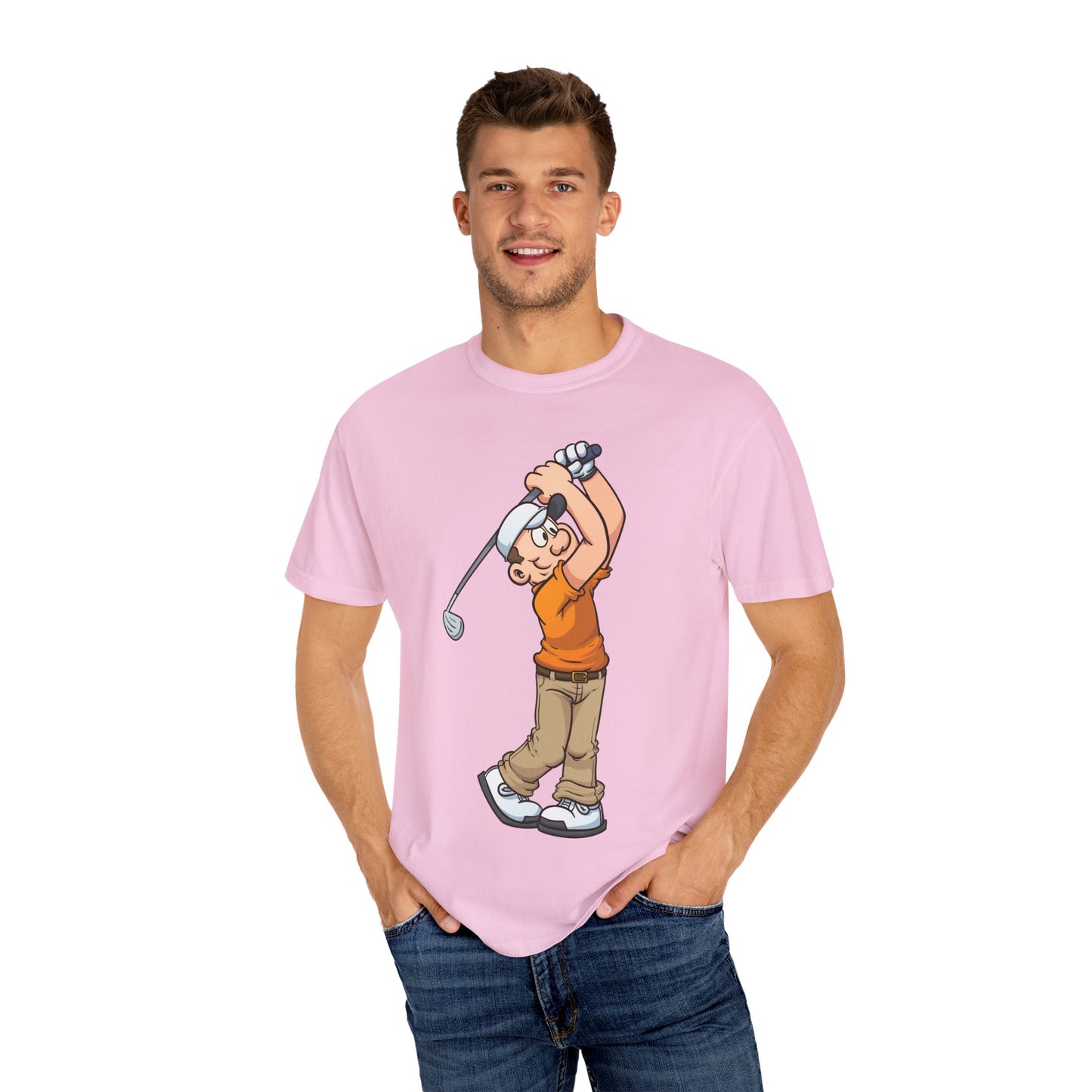 Golfing Cartoon Unisex Garment-Dyed T-shirt