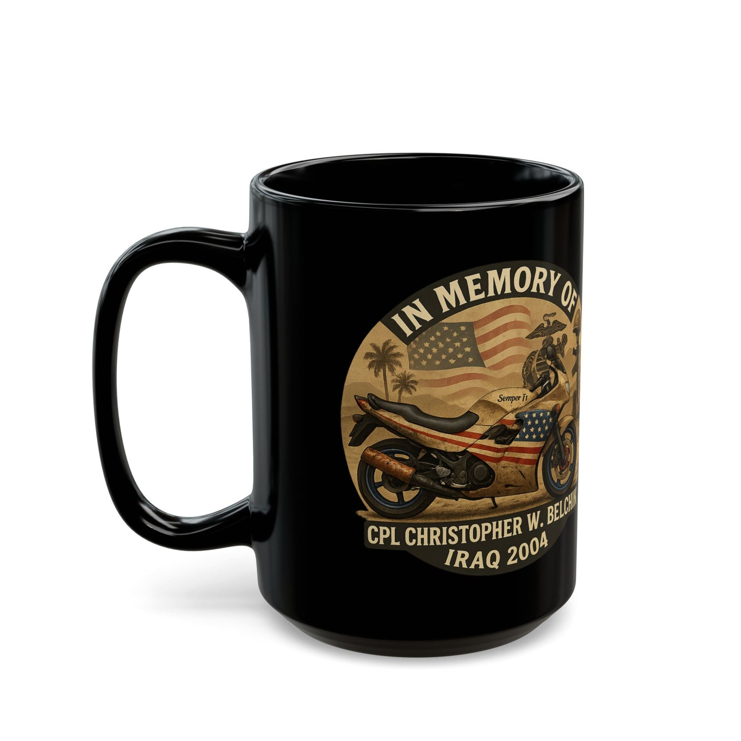 Memorial Tribute Mug - Personalized Black Coffee Cup, Remembrance Gift, Veteran's Day, Military Tribute, Father's Day