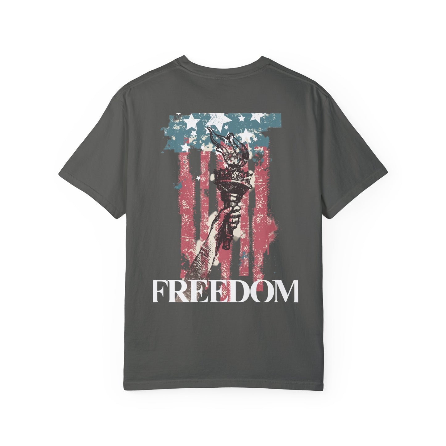 Patriotic Freedom T-shirt - Unisex Garment-Dyed Tee with Star & Liberty Design