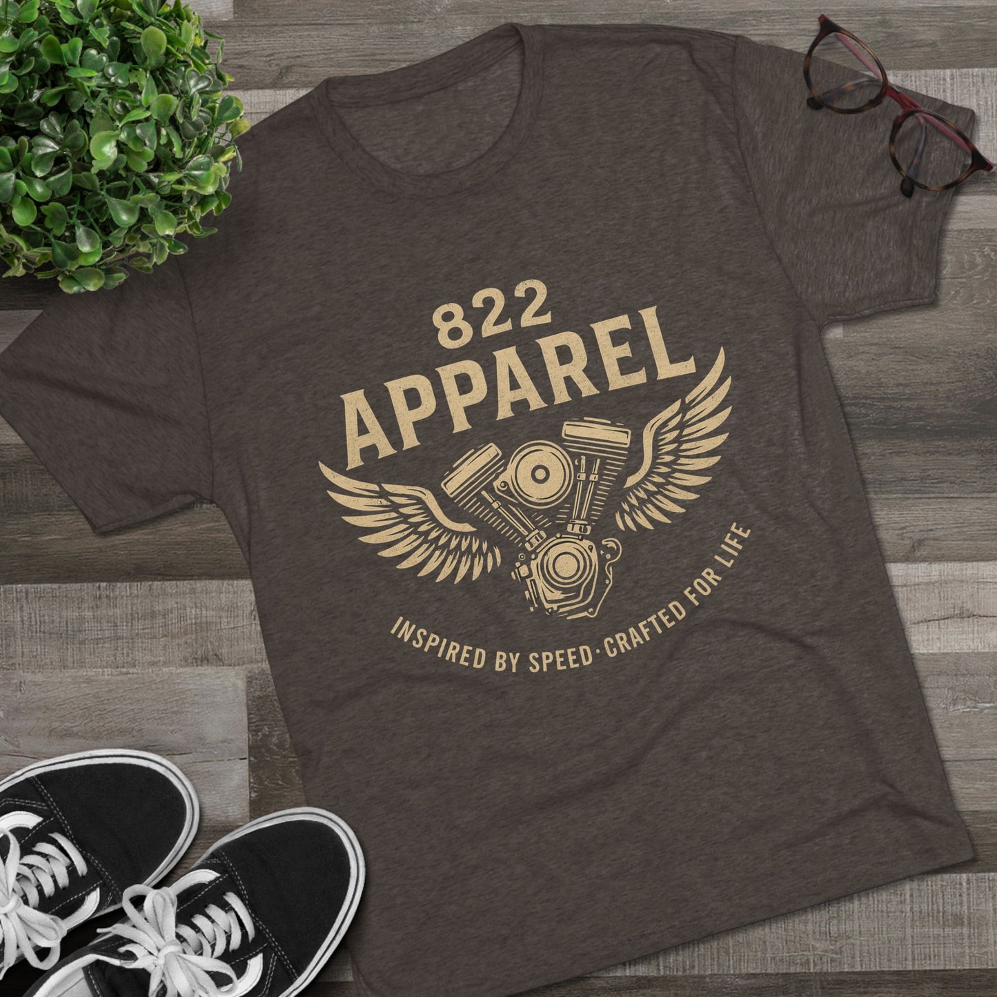 Vintage Motorcycle Inspired Unisex Tri-Blend Crew Tee