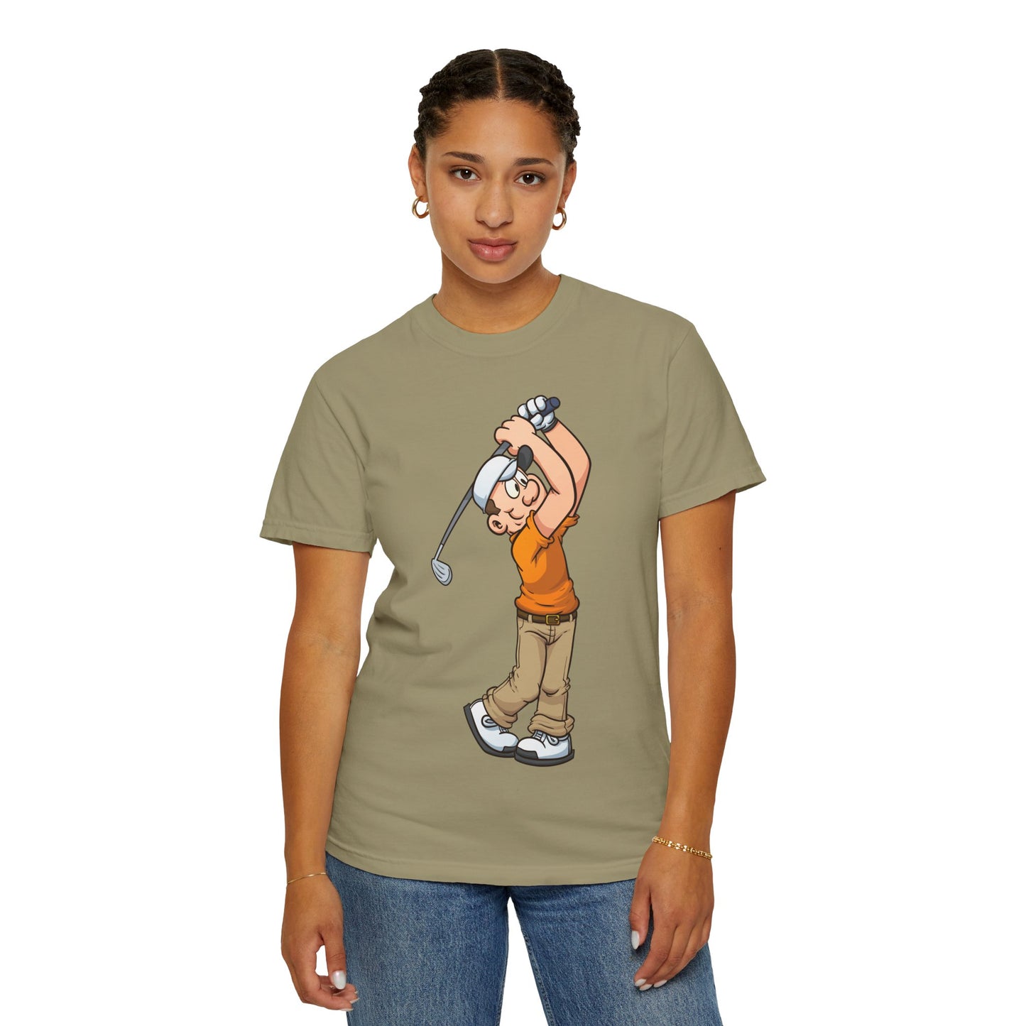 Golfing Cartoon Unisex Garment-Dyed T-shirt