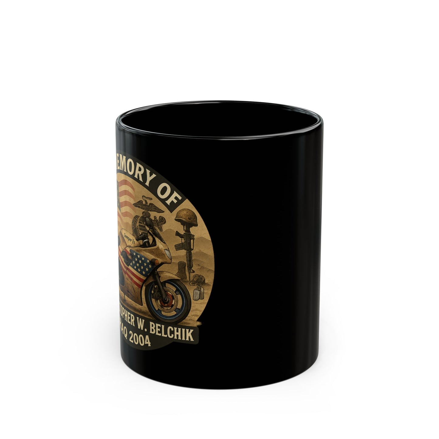Memorial Tribute Mug - Personalized Black Coffee Cup, Remembrance Gift, Veteran's Day, Military Tribute, Father's Day