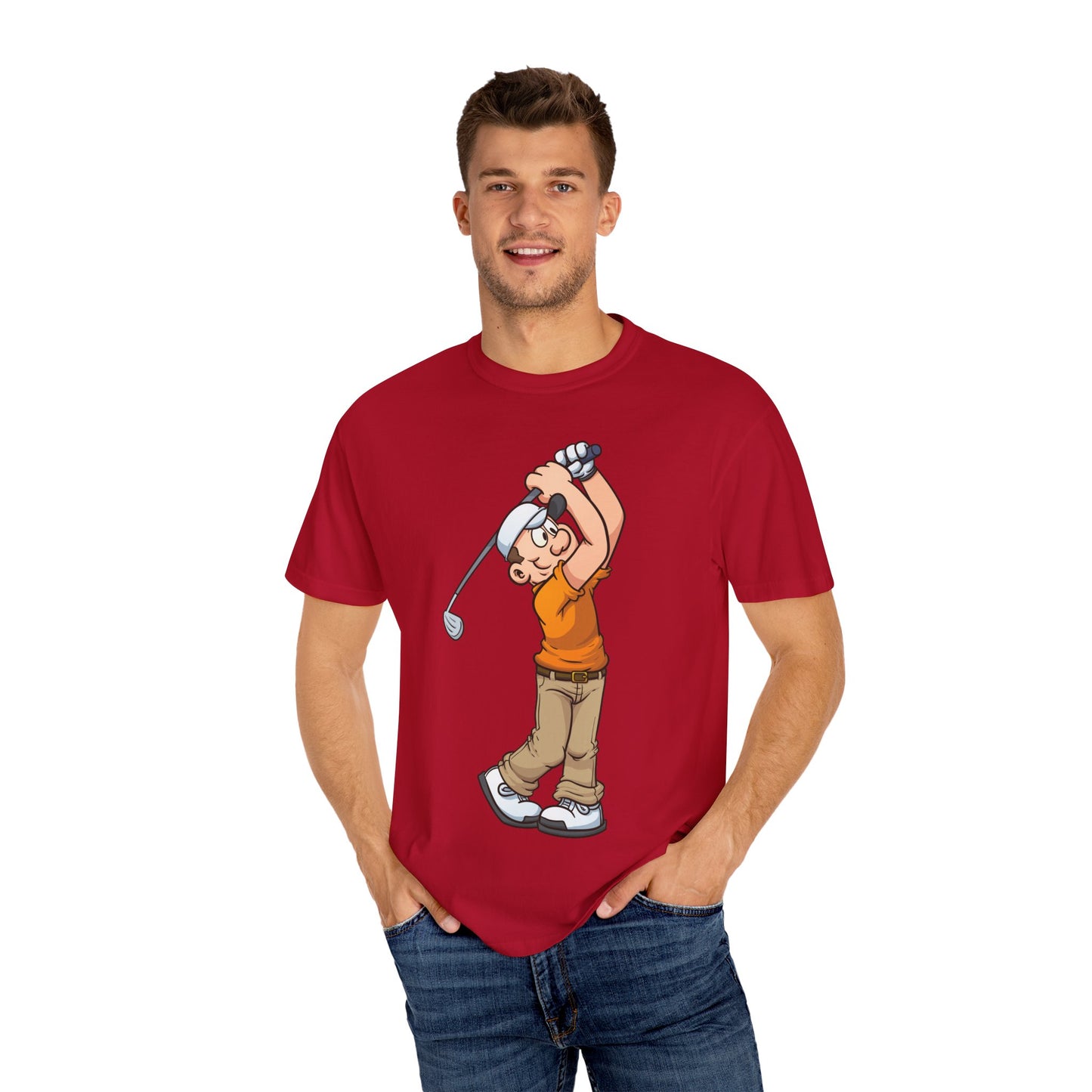 Golfing Cartoon Unisex Garment-Dyed T-shirt