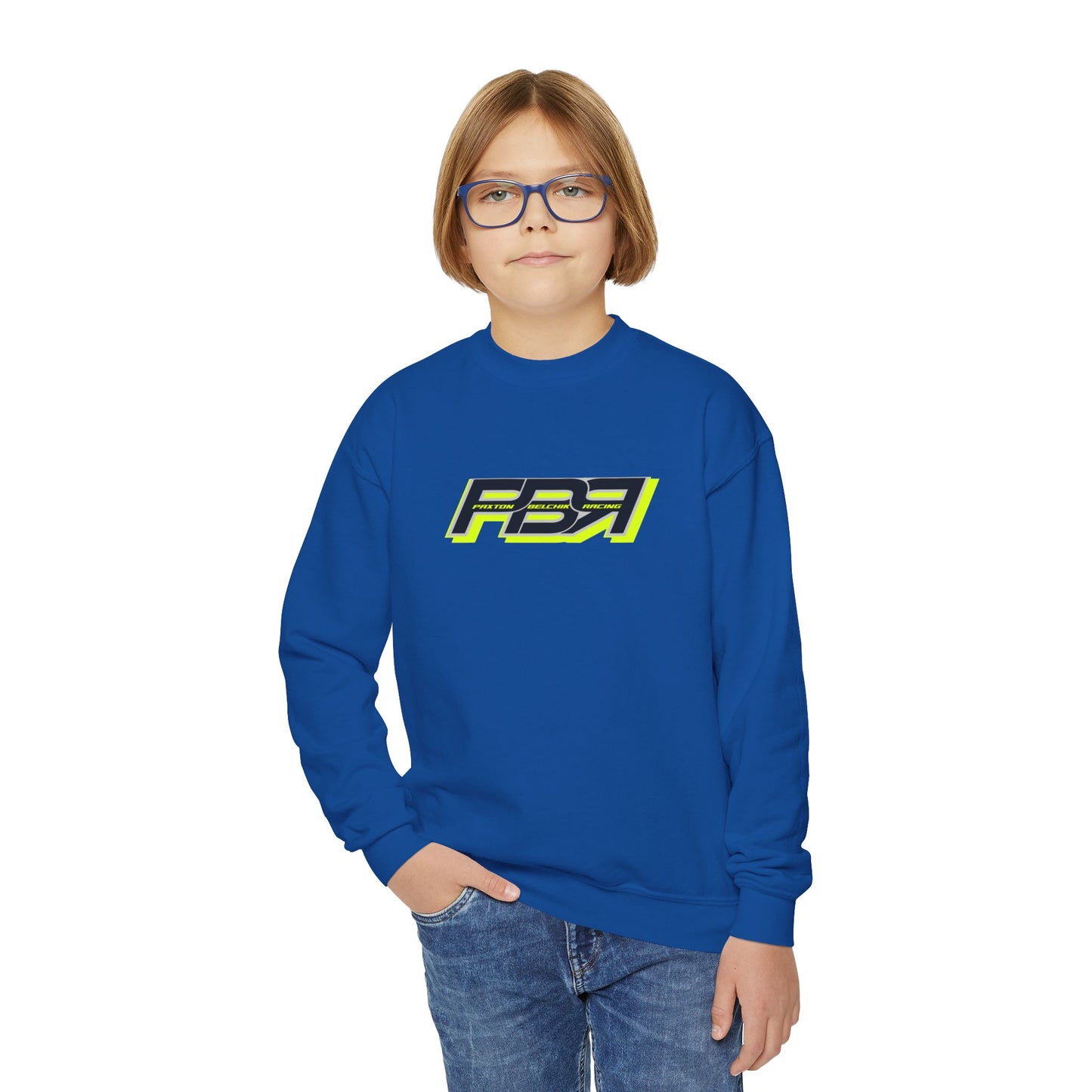 PBR Youth Crewneck Sweatshirt - Bold Racing Design for Young Fans