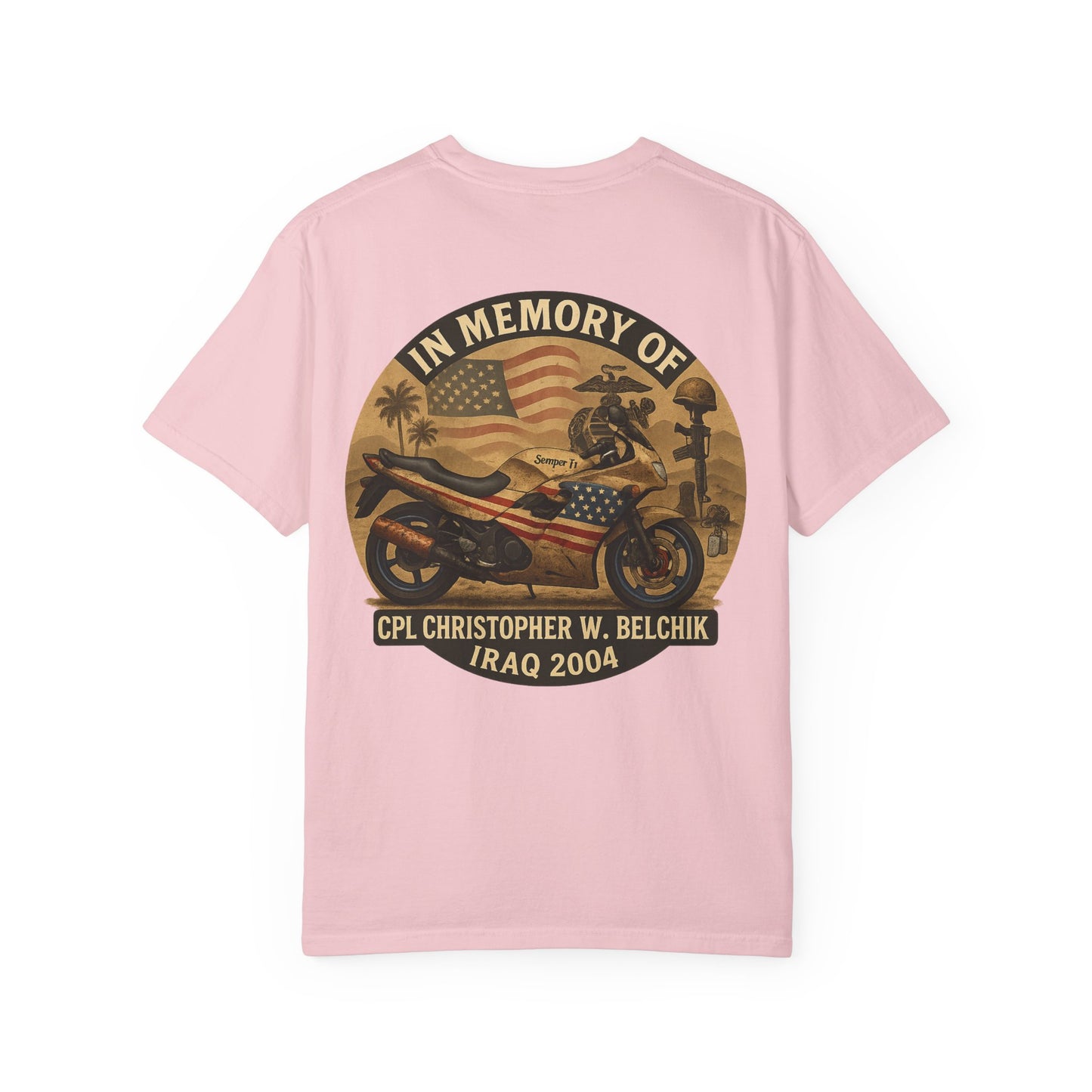 Cpl. Christopher W. Belchik Women's Memorial T-Shirt | Unisex Garment-Dyed Tee, Tribute Shirt, Veterans Gift, Casual Wear, Memorial Day Apparel