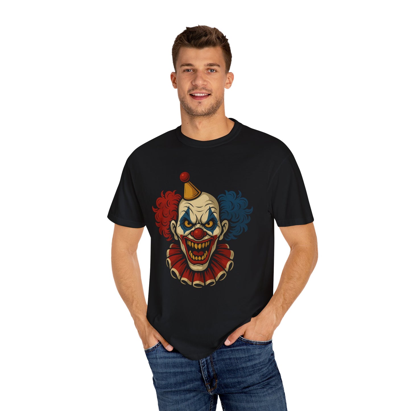 Halloween Clown T-Shirt, Unisex Horror Tee, Spooky Costume, Fall Party Wear, Unique Graphic Tee