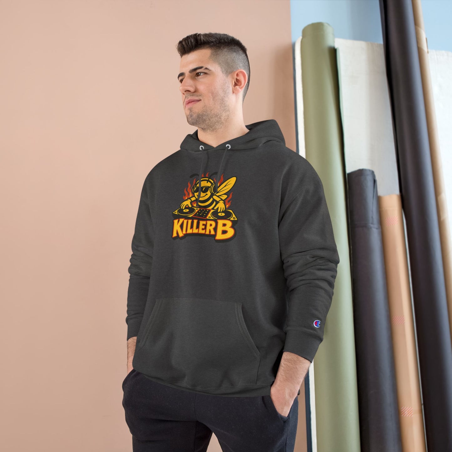 Killer B Champion Hoodie for Buzzing Style, Unisex Gift for Bee Lovers, Perfect for Casual Wear, Birthdays, and Celebrations