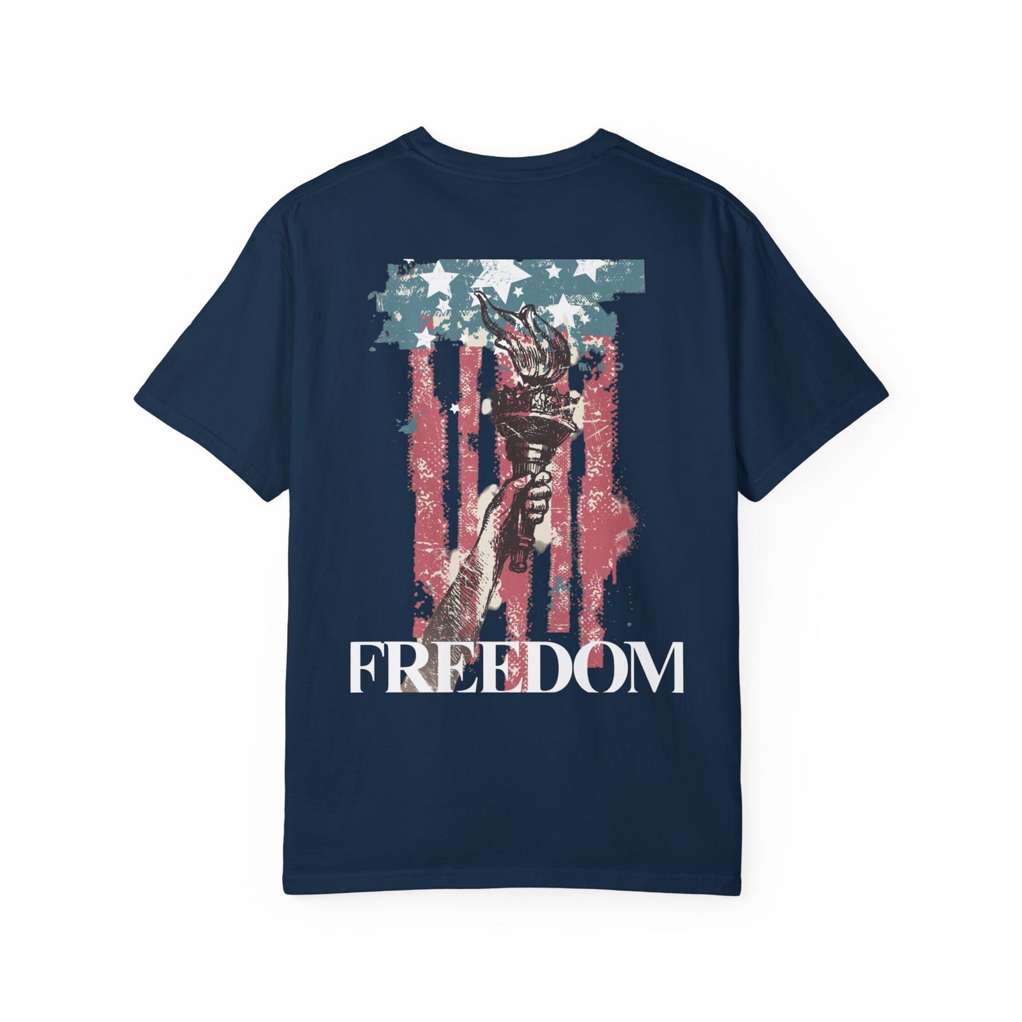 Patriotic Freedom T-shirt - Unisex Garment-Dyed Tee with Star & Liberty Design