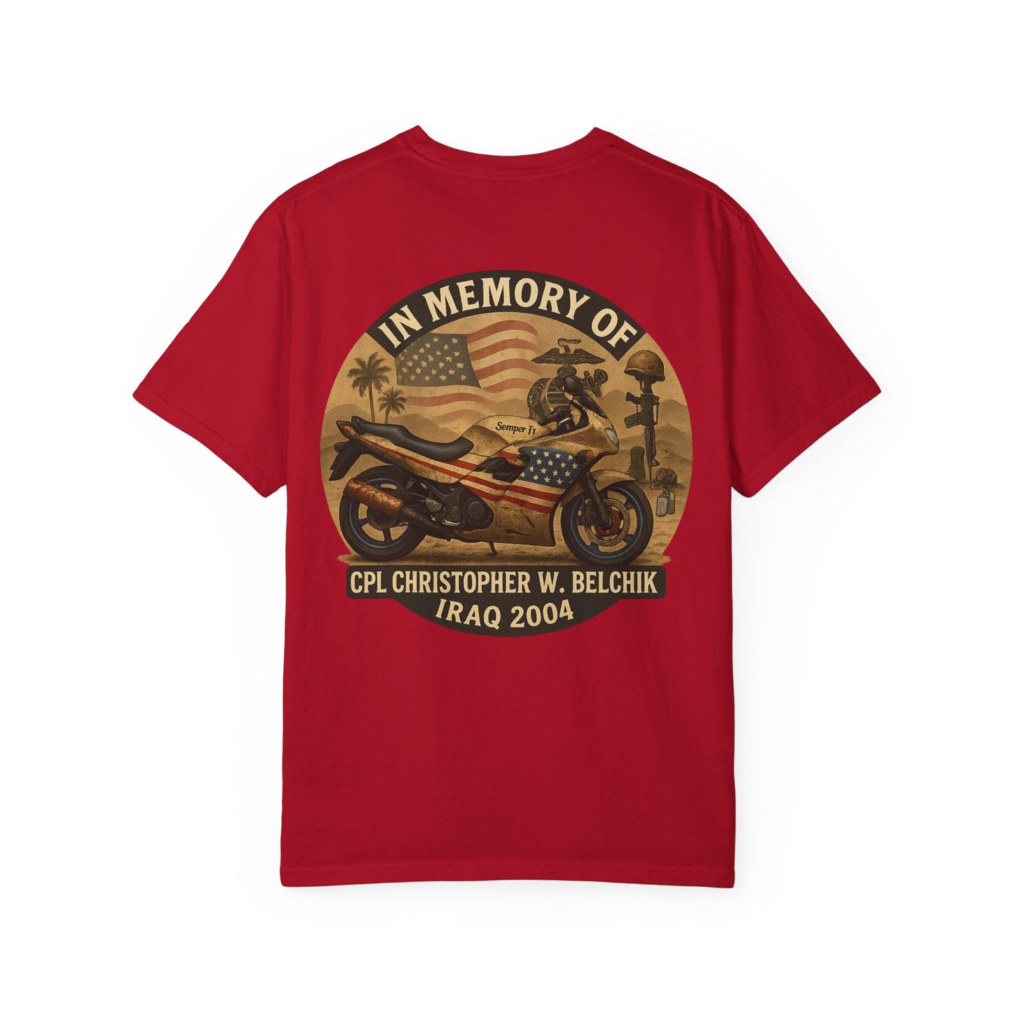 Cpl. Christopher W. Belchik Women's Memorial T-Shirt | Unisex Garment-Dyed Tee, Tribute Shirt, Veterans Gift, Casual Wear, Memorial Day Apparel
