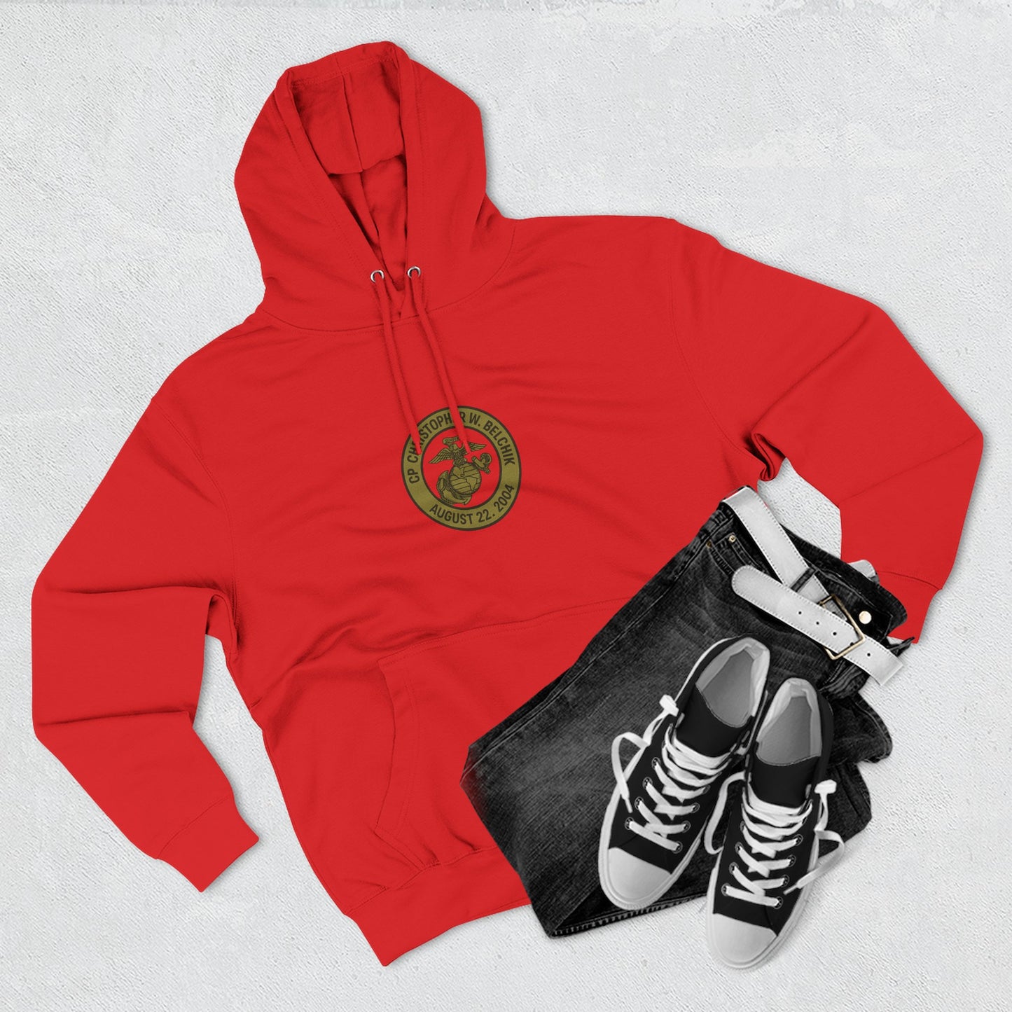 Memorial Fleece Hoodie, Personalized Hoodie, Veteran Tribute, Remembrance Gift, Comfy Casual Wear, Year-Round Apparel