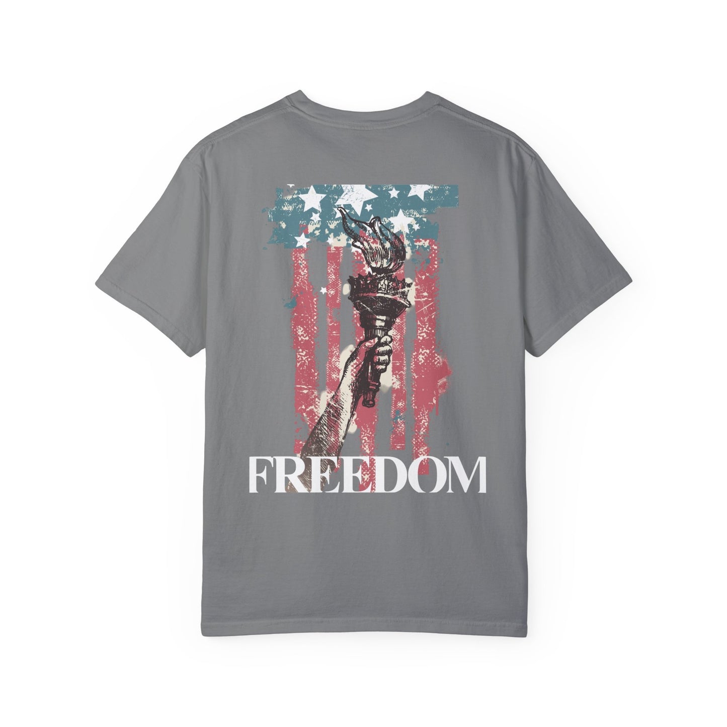 Patriotic Freedom T-shirt - Unisex Garment-Dyed Tee with Star & Liberty Design