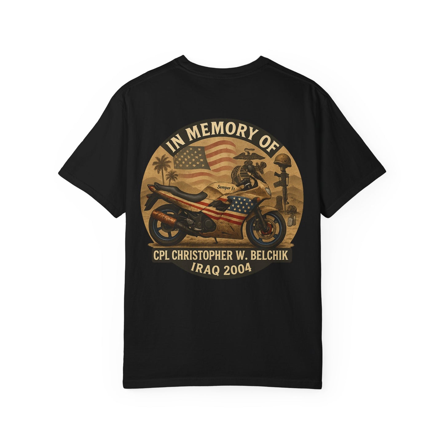 Cpl. Christopher W. Belchik Women's Memorial T-Shirt | Unisex Garment-Dyed Tee, Tribute Shirt, Veterans Gift, Casual Wear, Memorial Day Apparel