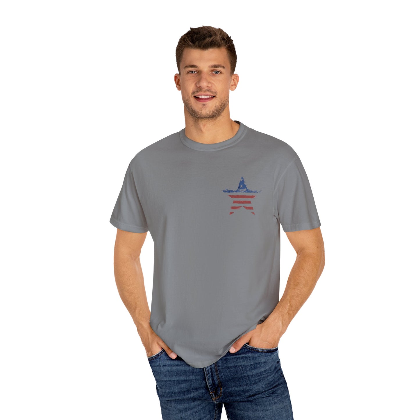 Patriotic Freedom T-shirt - Unisex Garment-Dyed Tee with Star & Liberty Design