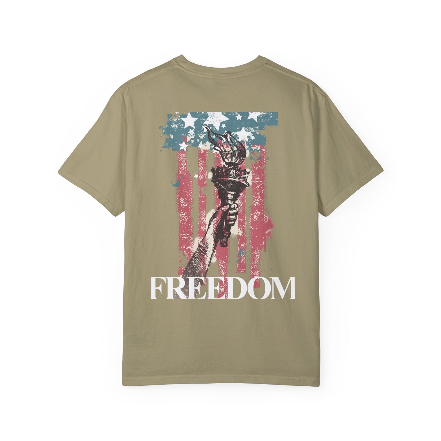 Patriotic Freedom T-shirt - Unisex Garment-Dyed Tee with Star & Liberty Design