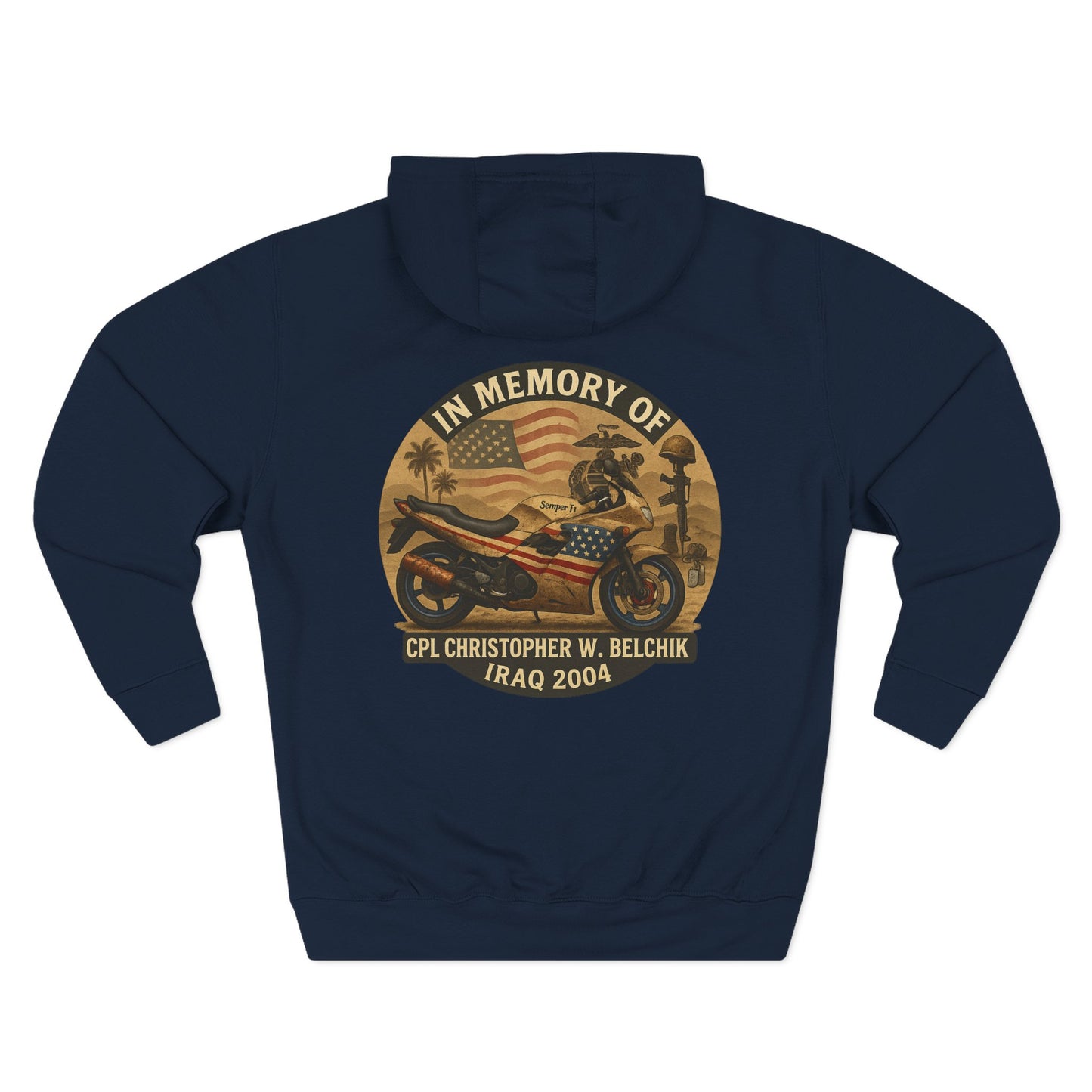 Memorial Fleece Hoodie, Personalized Hoodie, Veteran Tribute, Remembrance Gift, Comfy Casual Wear, Year-Round Apparel
