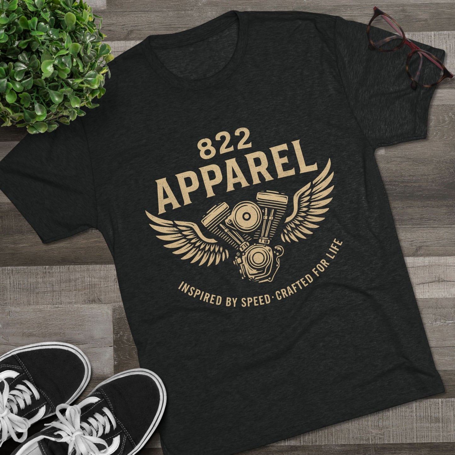 Vintage Motorcycle Inspired Unisex Tri-Blend Crew Tee