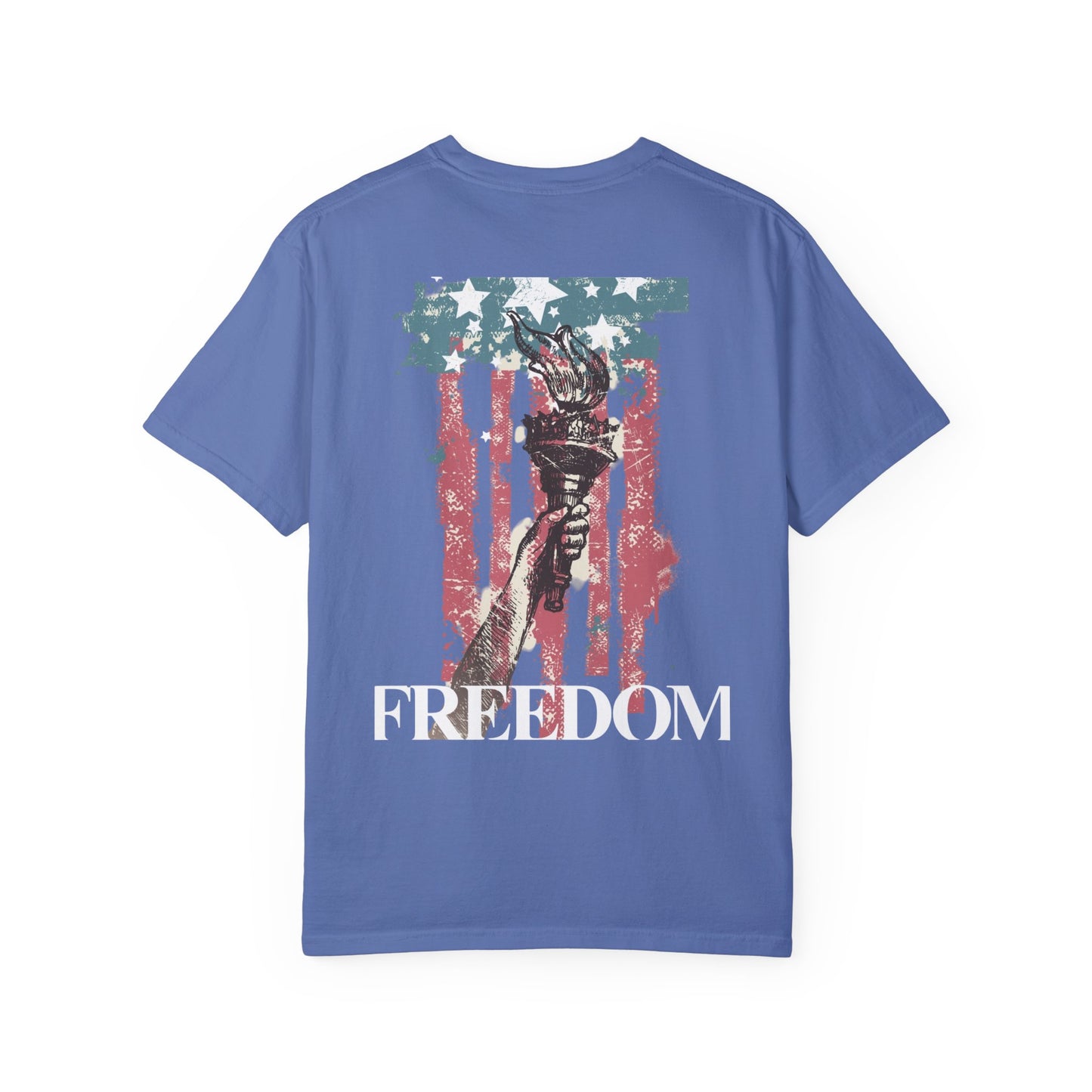 Patriotic Freedom T-shirt - Unisex Garment-Dyed Tee with Star & Liberty Design