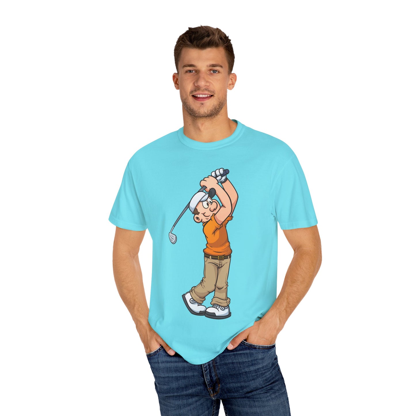 Golfing Cartoon Unisex Garment-Dyed T-shirt