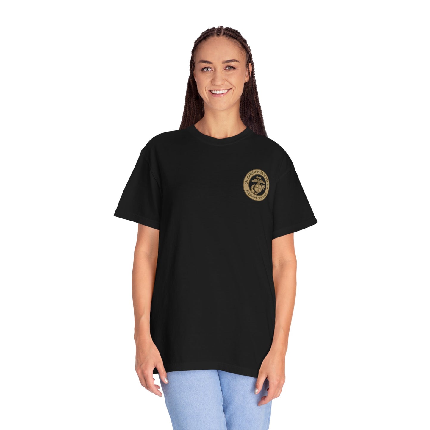 Cpl. Christopher W. Belchik Women's Memorial T-Shirt | Unisex Garment-Dyed Tee, Tribute Shirt, Veterans Gift, Casual Wear, Memorial Day Apparel