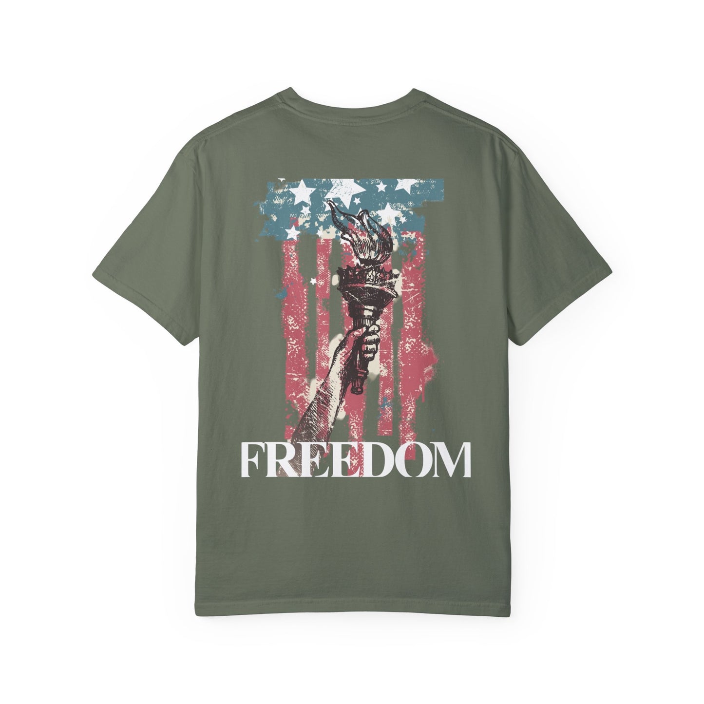 Patriotic Freedom T-shirt - Unisex Garment-Dyed Tee with Star & Liberty Design