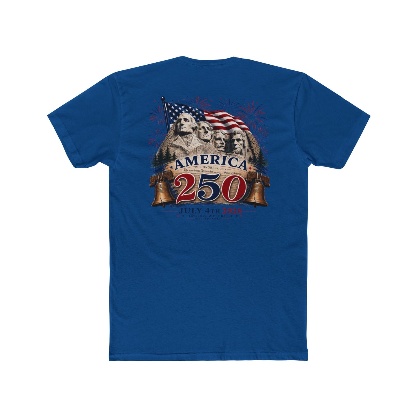 America 250 T-Shirt — July 4th 2026 Celebration Tee with Flag, Mount Rushmore & Liberty Bells
