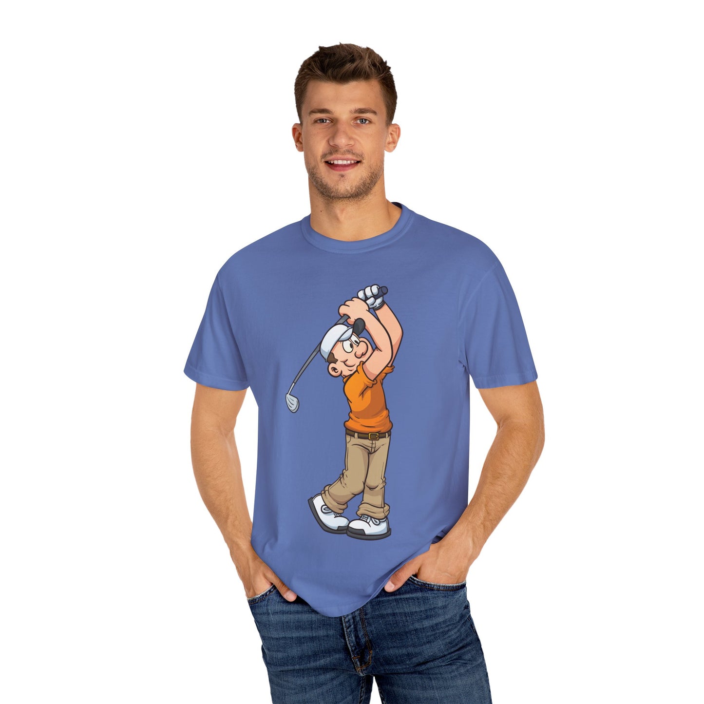Golfing Cartoon Unisex Garment-Dyed T-shirt
