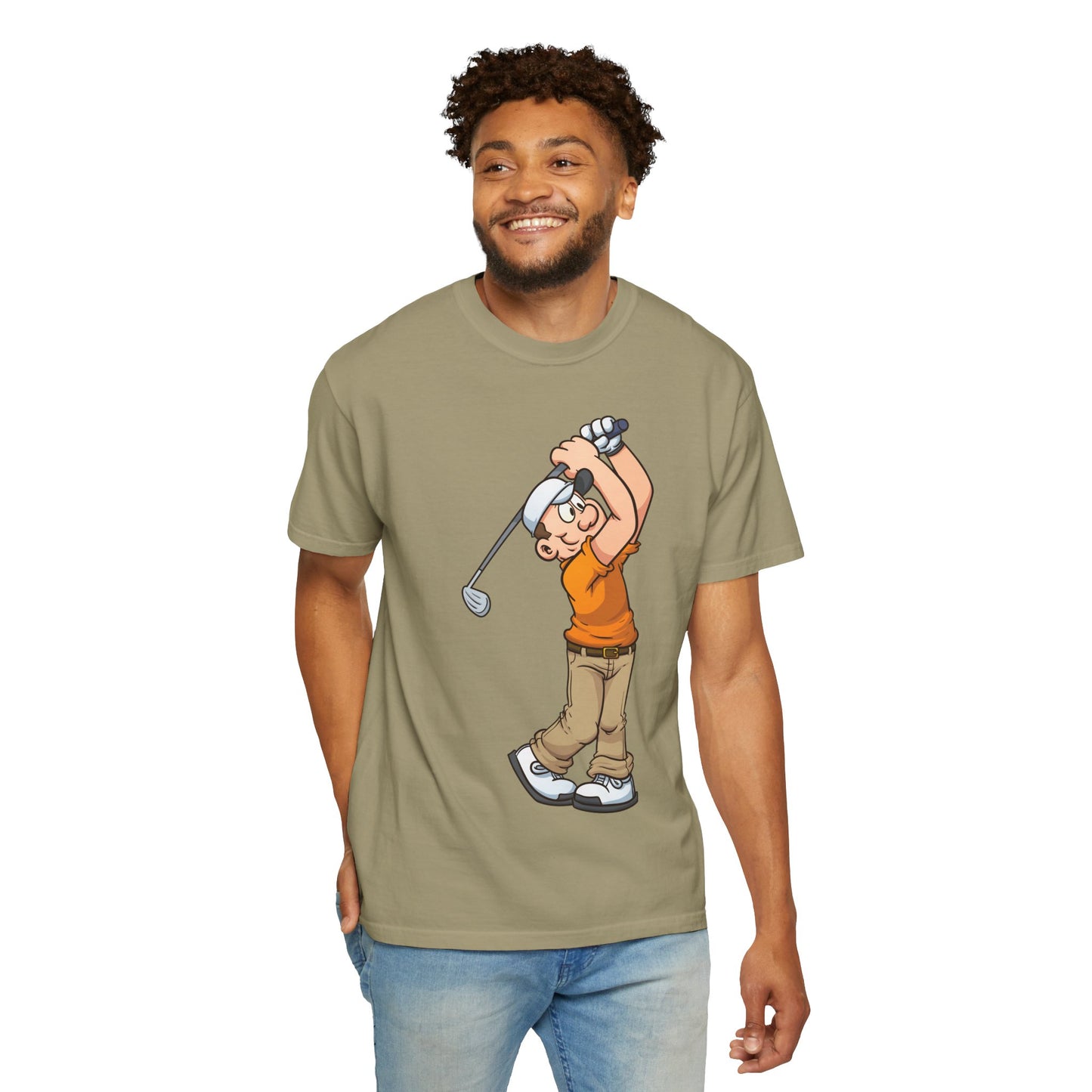 Golfing Cartoon Unisex Garment-Dyed T-shirt
