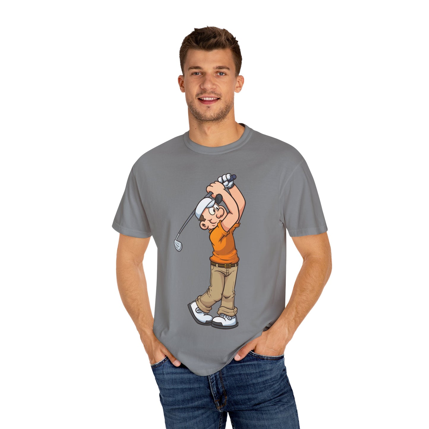 Golfing Cartoon Unisex Garment-Dyed T-shirt