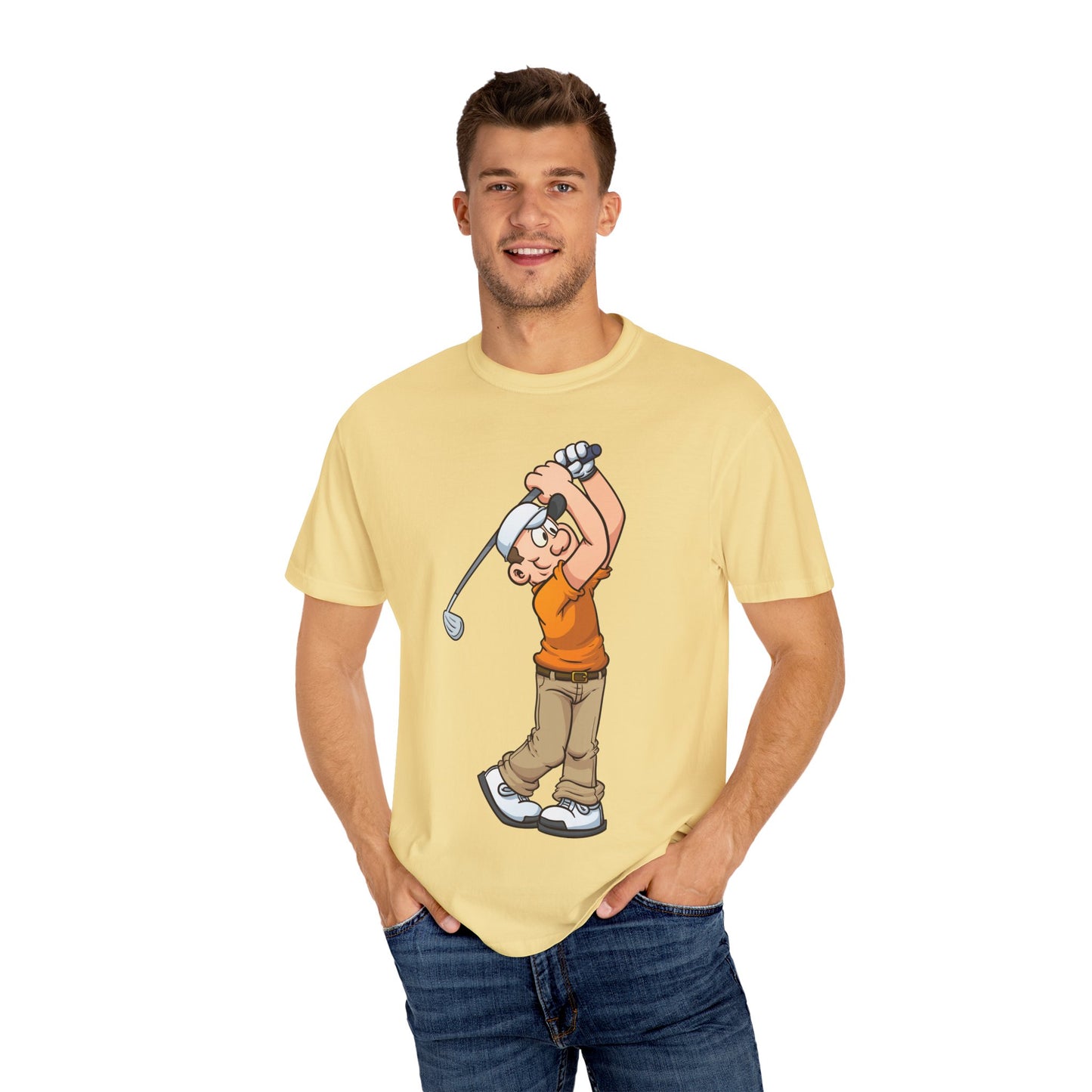Golfing Cartoon Unisex Garment-Dyed T-shirt