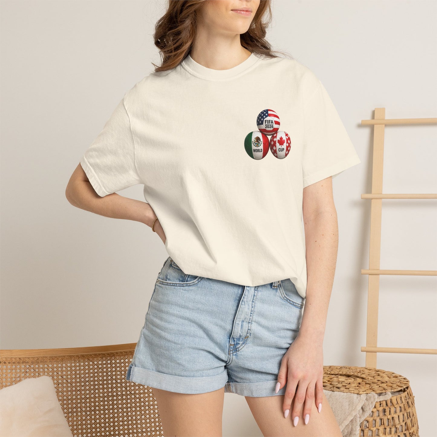 World Cup 2026 T-Shirt – FIFA Trophy with Mexico & Canada Flags
