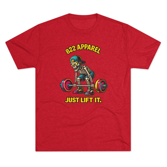 Weightlifting Skeleton Tee — "822 Apparel" Just Lift It Gym Shirt