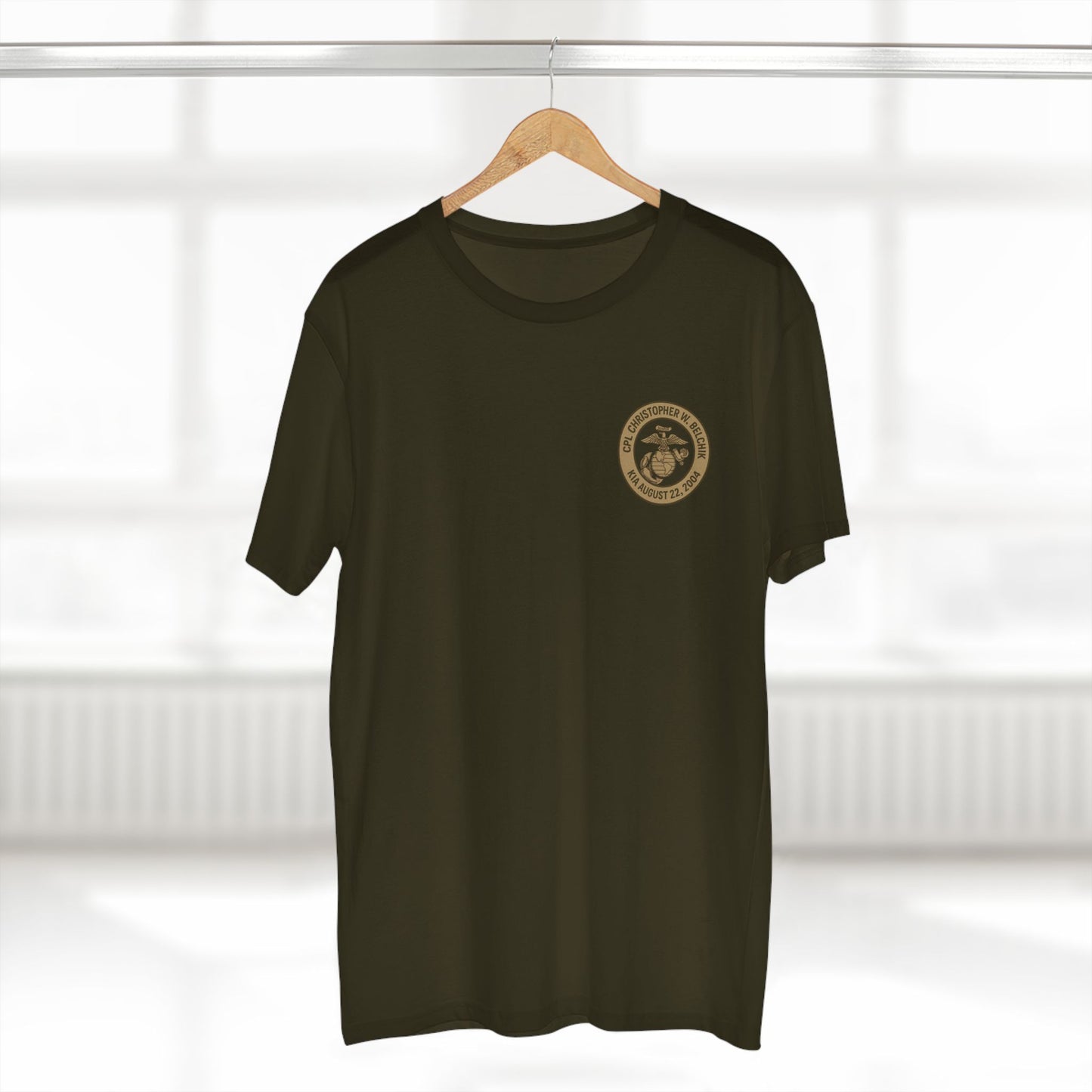 Memorial Motorcycle Tee — "In Memory of CPL Christopher W. Belchik, Iraq 2004"