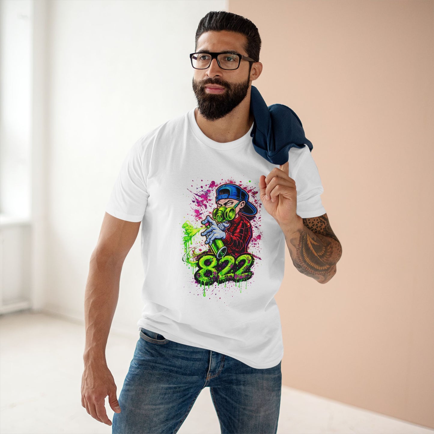 Graffiti Gas Mask Tee — 822 Street Art Graphic T-Shirt