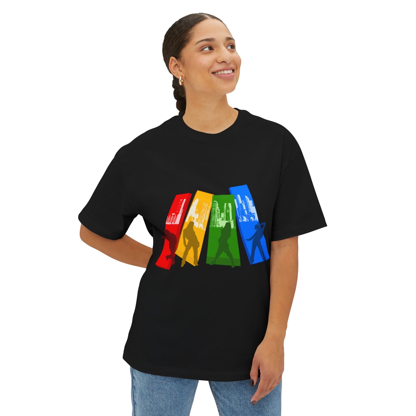 Colorful Silhouette Unisex Oversized Boxy Tee - Casual Streetwear for Everyday Style