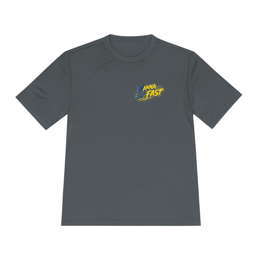 Wanna go Fast Racing Tee — Vintage Sponsor Patch Graphic