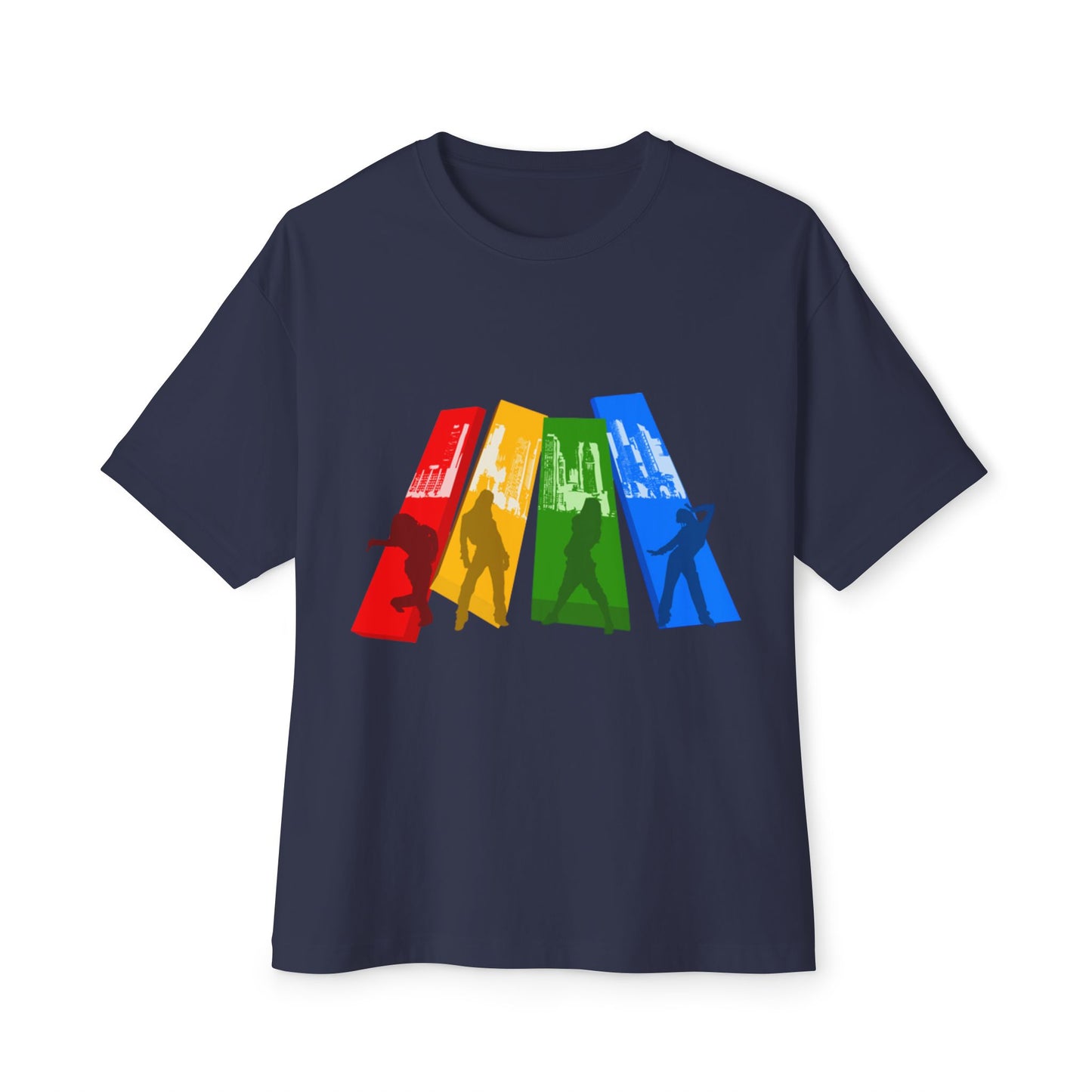 Colorful Silhouette Unisex Oversized Boxy Tee - Casual Streetwear for Everyday Style