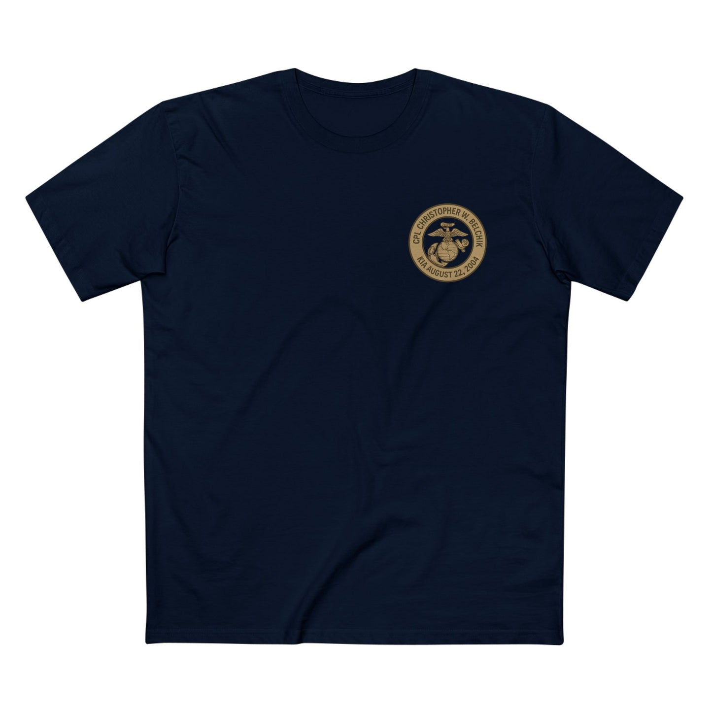 Memorial Motorcycle Tee — "In Memory of CPL Christopher W. Belchik, Iraq 2004"