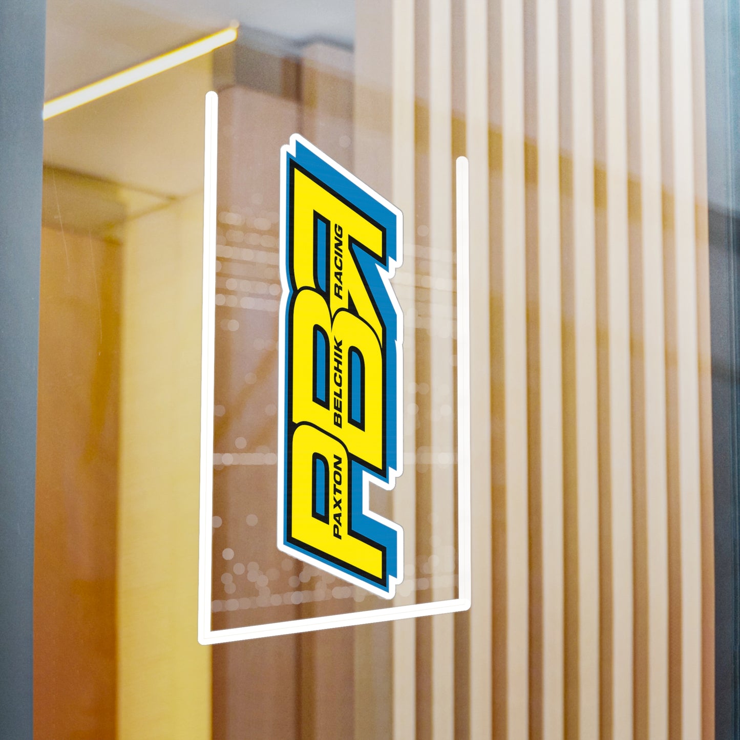Decal - Paxton Bellick Racing (PBR) Yellow & Blue Kiss-Cut Vinyl Sticker