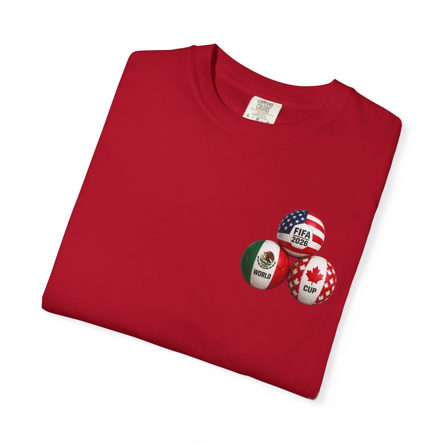 World Cup 2026 T-Shirt – FIFA Trophy with Mexico & Canada Flags