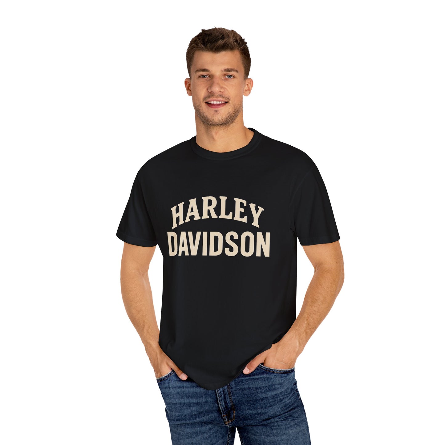 Harley Davidson Unisex Garment-Dyed T-Shirt, Vintage Motorcycle Tee, Biker Apparel, Casual Wear, Gift for Riders, Unique Graphic Tee
