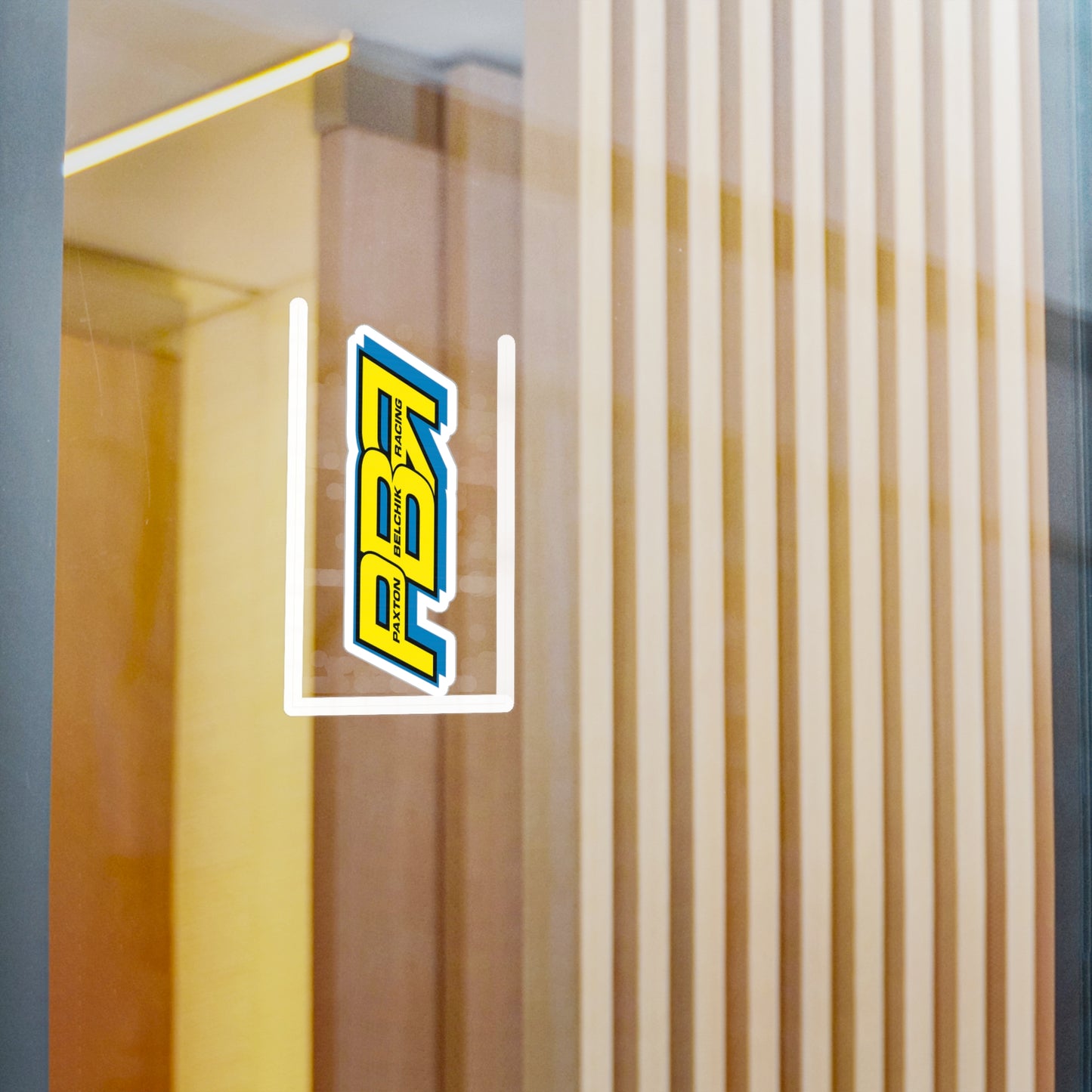 Decal - Paxton Bellick Racing (PBR) Yellow & Blue Kiss-Cut Vinyl Sticker