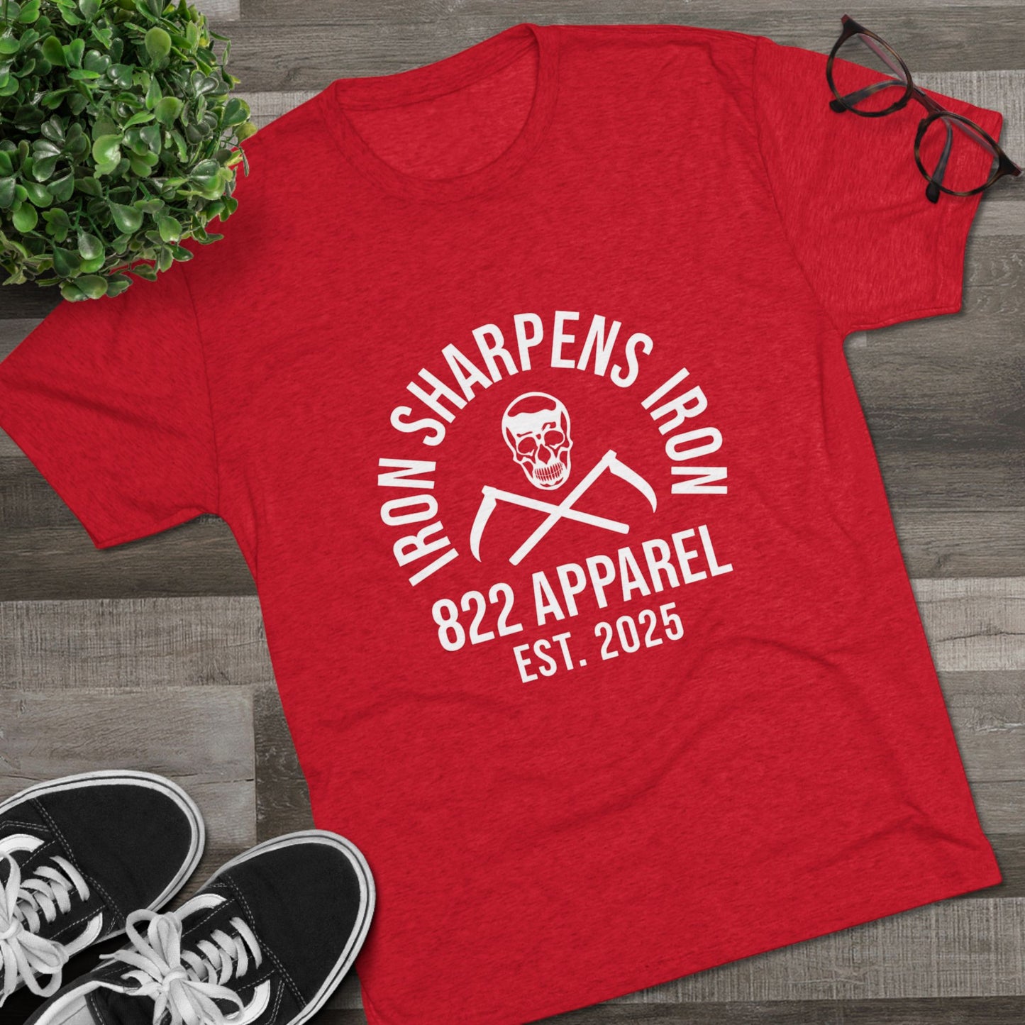 Iron Sharpens Iron Skull Gym Tee – 822 Apparel Est. 2025
