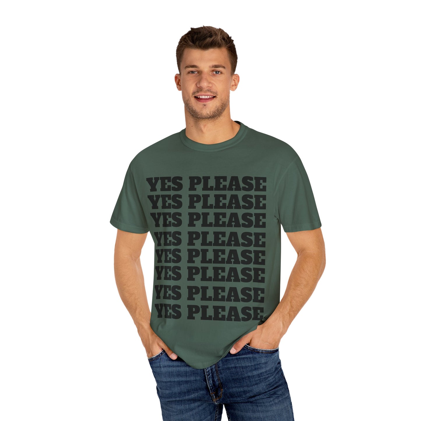 Funny Yes Please T-Shirt with Winking Emoji - Unisex Garment-Dyed Tee for Casual Wear