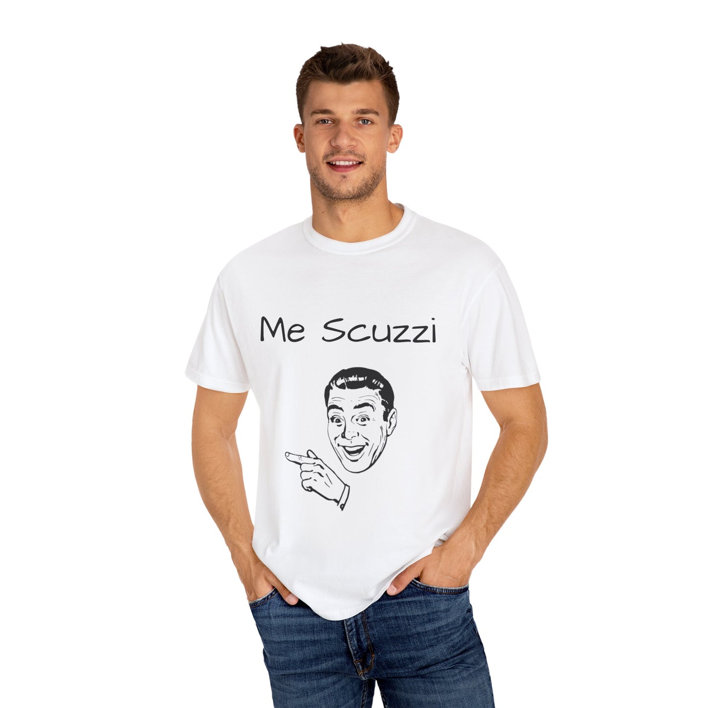 Humorous Unisex Garment-Dyed T-Shirt - 'Me Scuzzi' Design