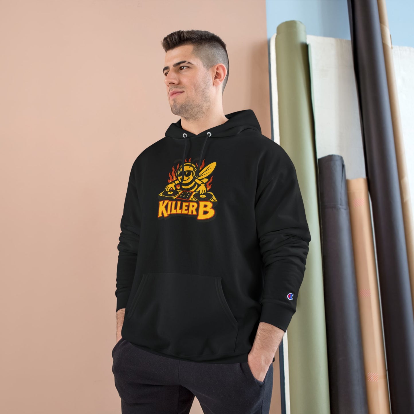 Killer B Champion Hoodie for Buzzing Style, Unisex Gift for Bee Lovers, Perfect for Casual Wear, Birthdays, and Celebrations