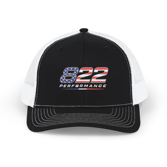 Trucker Cap — "822 Performance" American Flag Racing Snapback