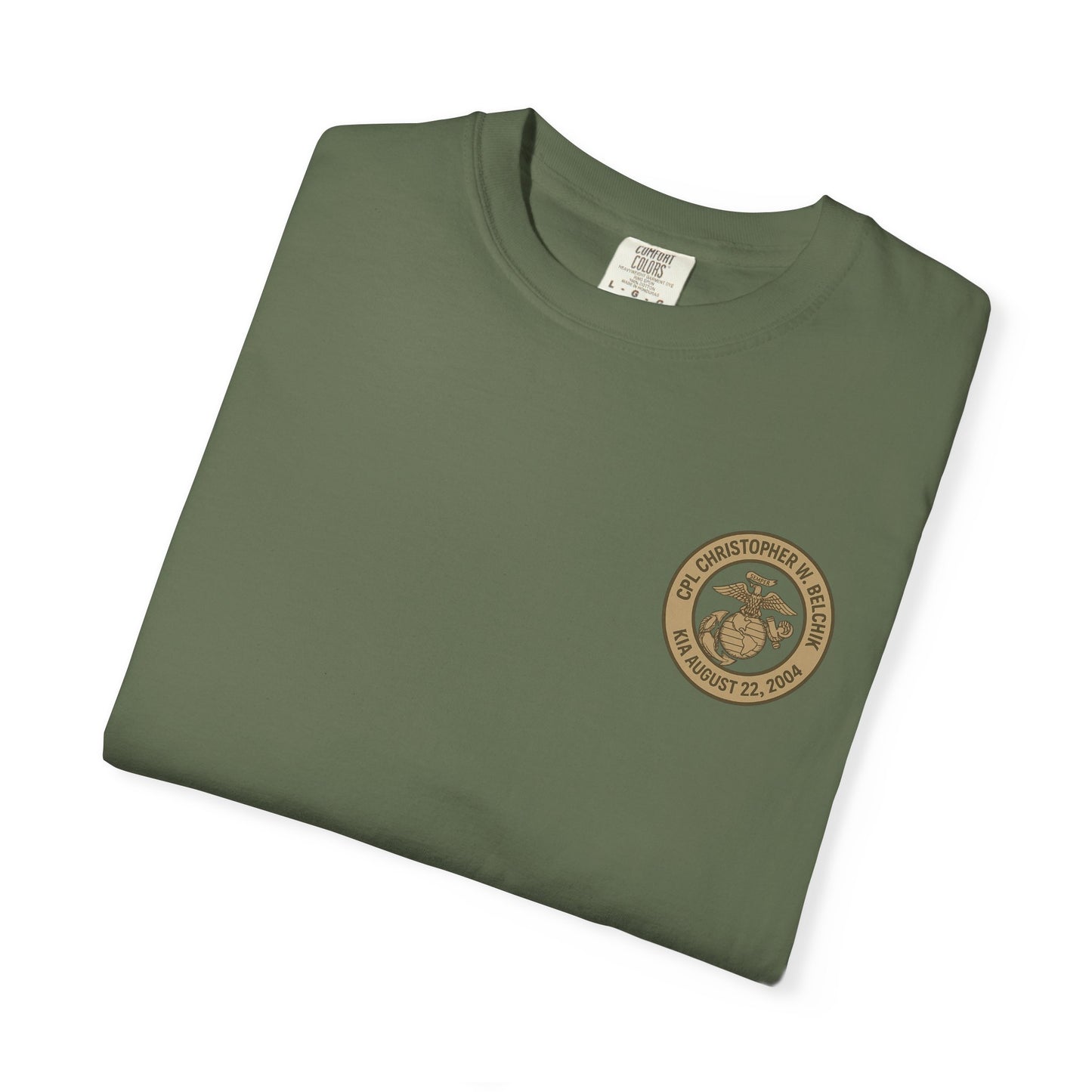 Cpl. Christopher W. Belchik Women's Memorial T-Shirt | Unisex Garment-Dyed Tee, Tribute Shirt, Veterans Gift, Casual Wear, Memorial Day Apparel
