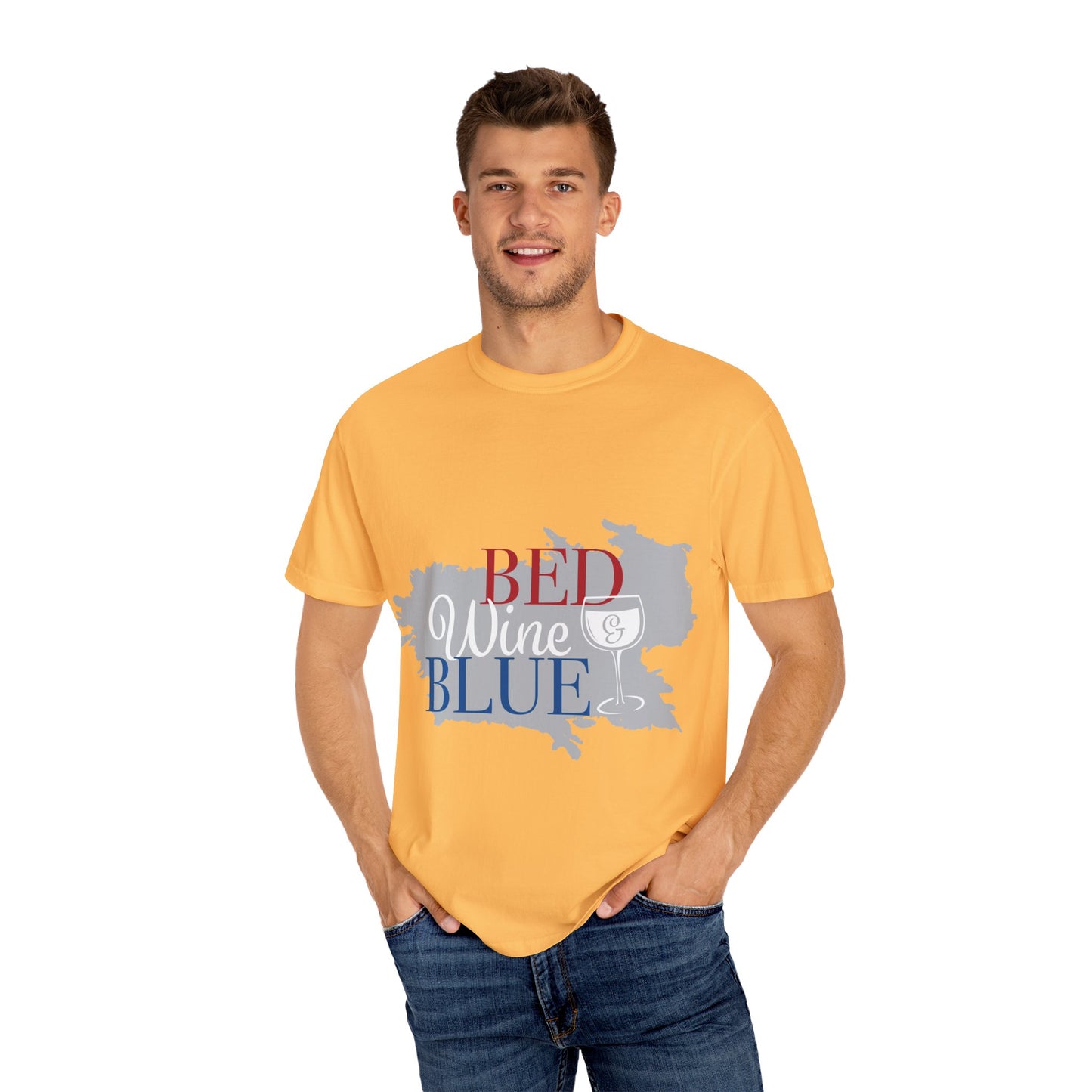 Funny Wine Lover T-Shirt - "Bed, Wine & Blue" Unisex Tee